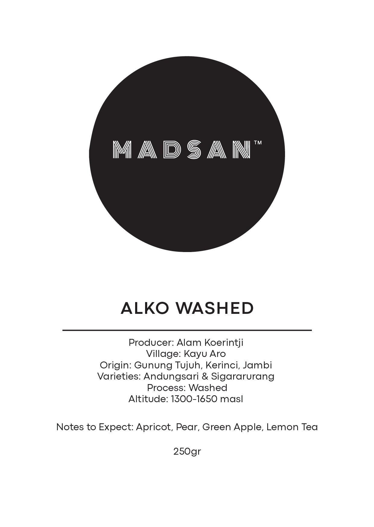 Jambi Kerinci – Alko Washed