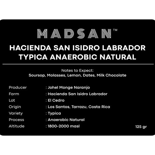 Costa Rica Hacienda San Isidro Labrador Typica Anaerobic Natural (Cup of Excellence Winning Farm)